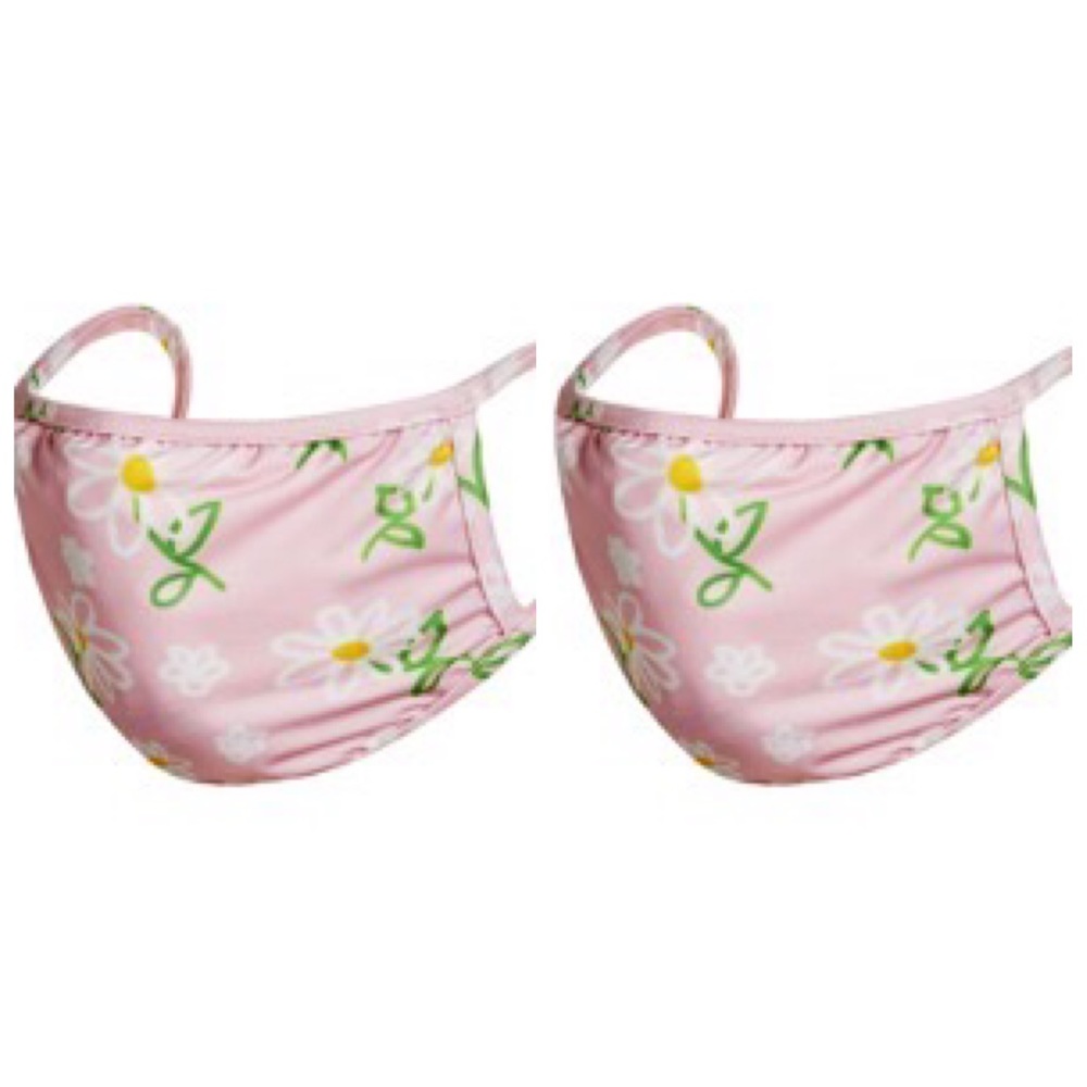 Set of 2 pink daisy face masks